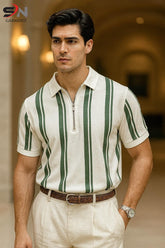 Lining Printed Zipped Collar Tees