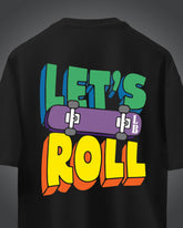 Let’s Roll Skateboard Graphic Tee – Black