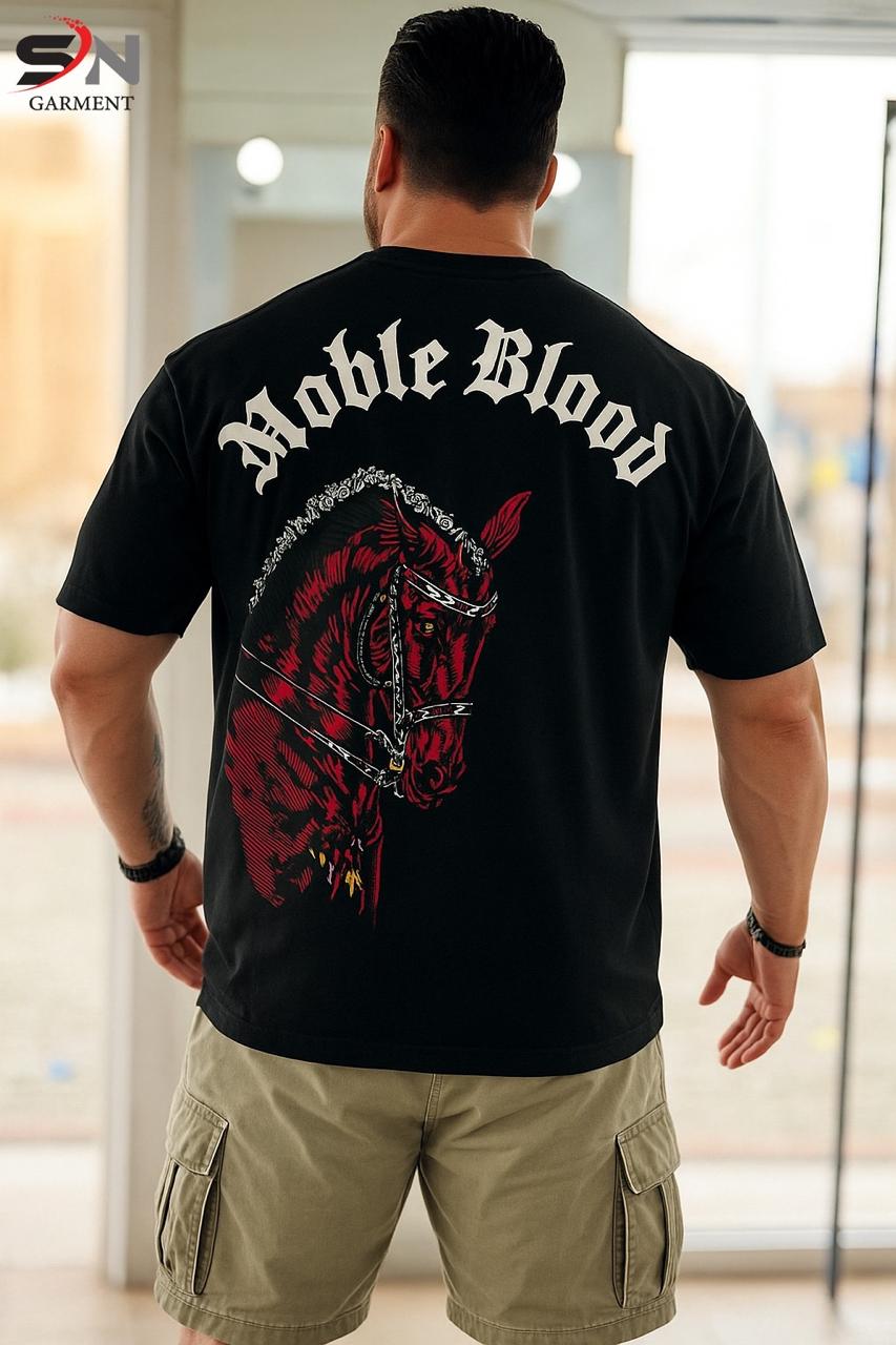 HORSE BACK PRINTED DROP SHOULDER TEE