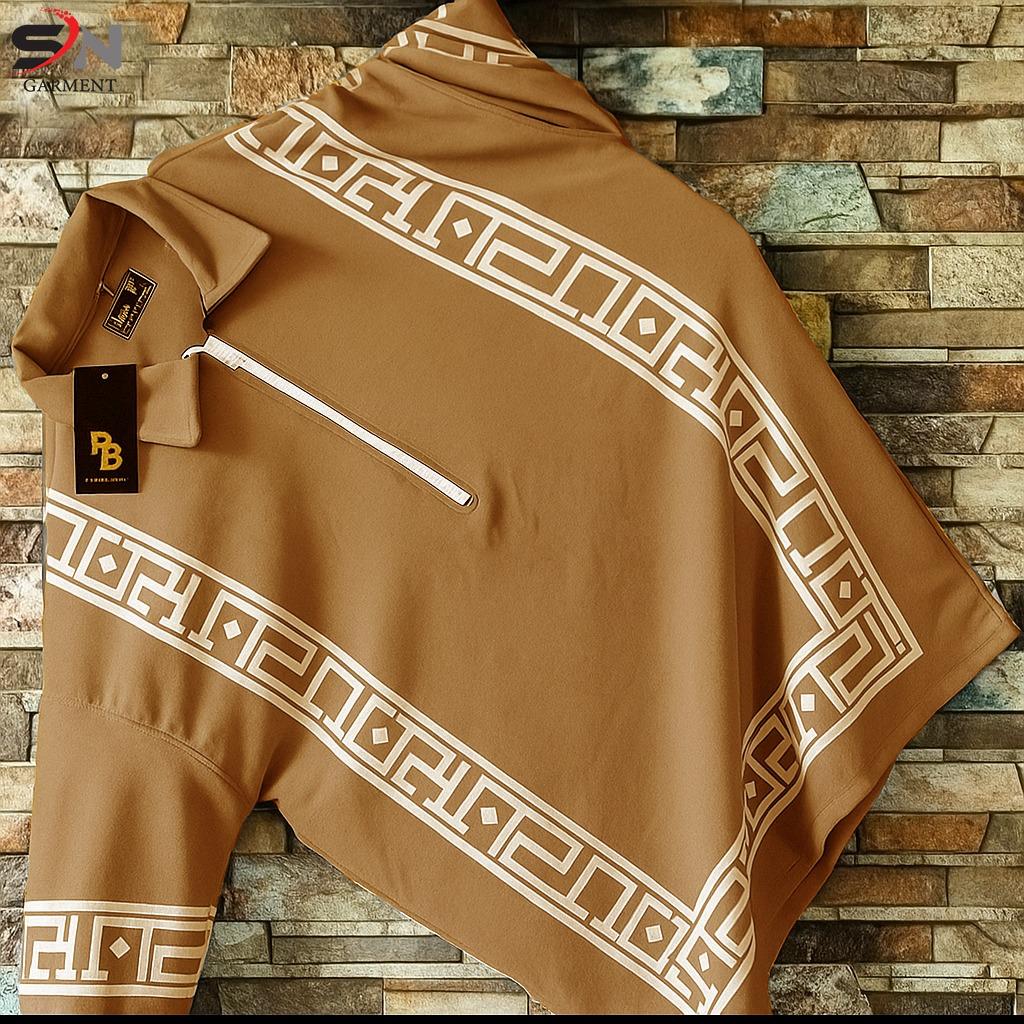 PRINTED ZIPPED STYLE COLLAR T-SHIRT